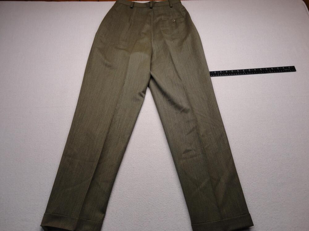 Lauren Ralph Lauren Pants Womens 8 Green Wool Twill Pleated Cuffed Lined Dress - Picture 7 of 8